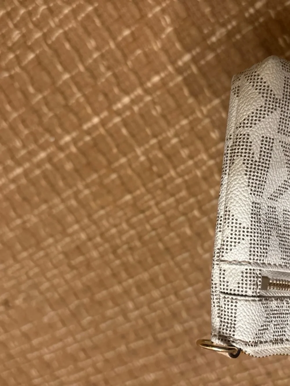 Michael Kors Cream Logo Wristlet Clutch with Gold Hardware